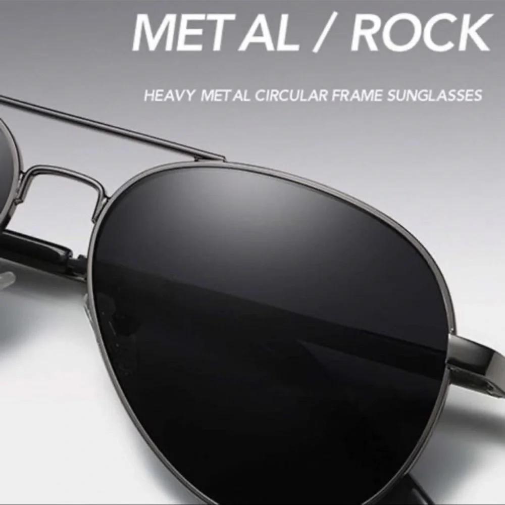 Mens Metal Aviator Sunglasses Gunmetal Gray Frames Polarized Lenses New